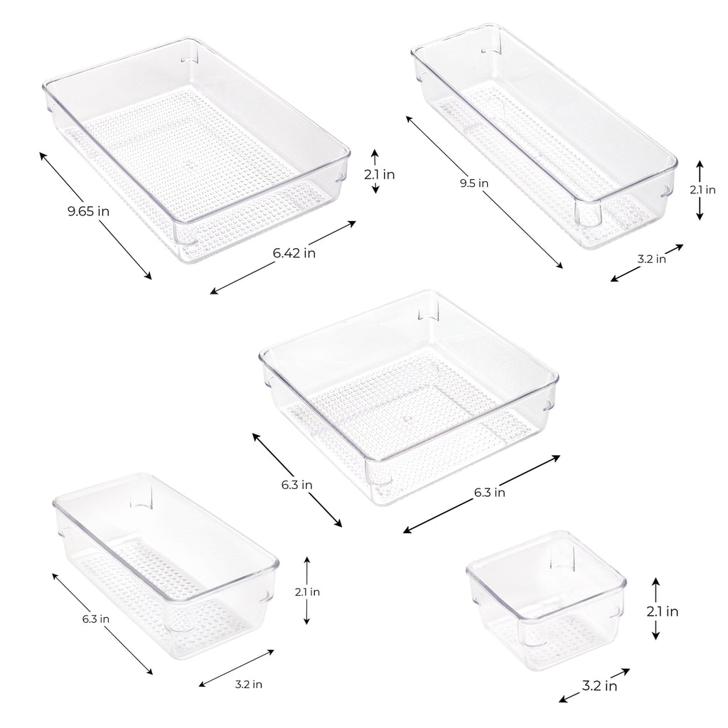 10-Piece Organizer Set Clear Plastic - Kitchen Essentials
