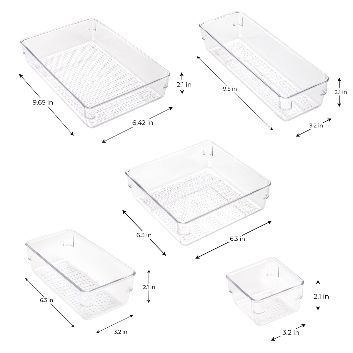 10-Piece Organizer Set Clear Plastic - Kitchen Essentials