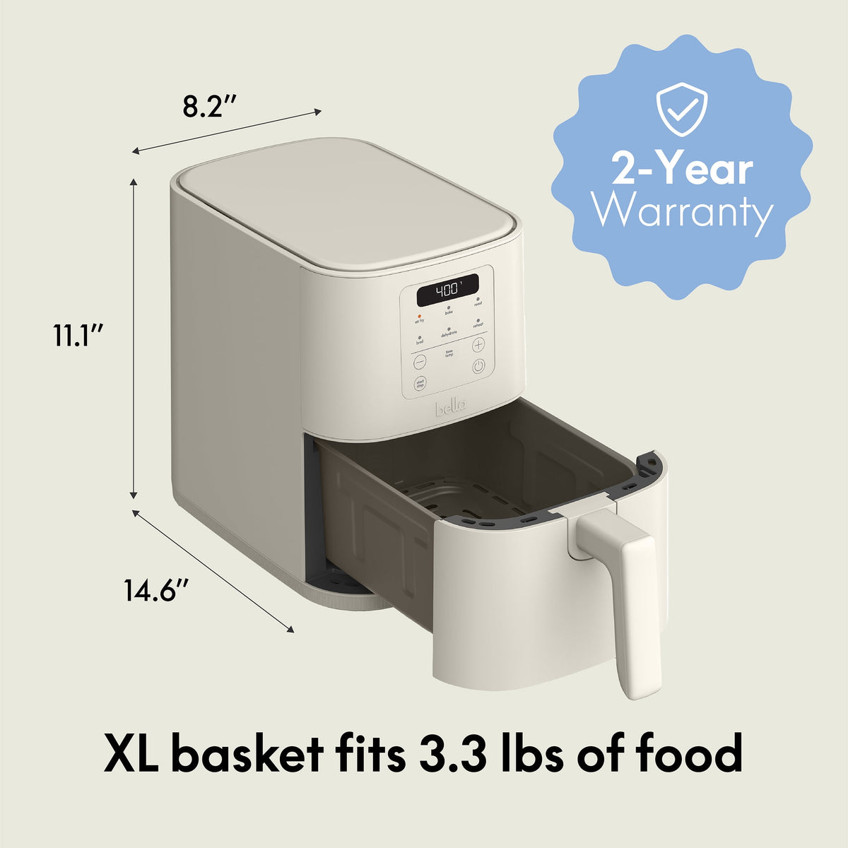 bella 4 Qt Slim Digital Air Fryer with - Air Fryer