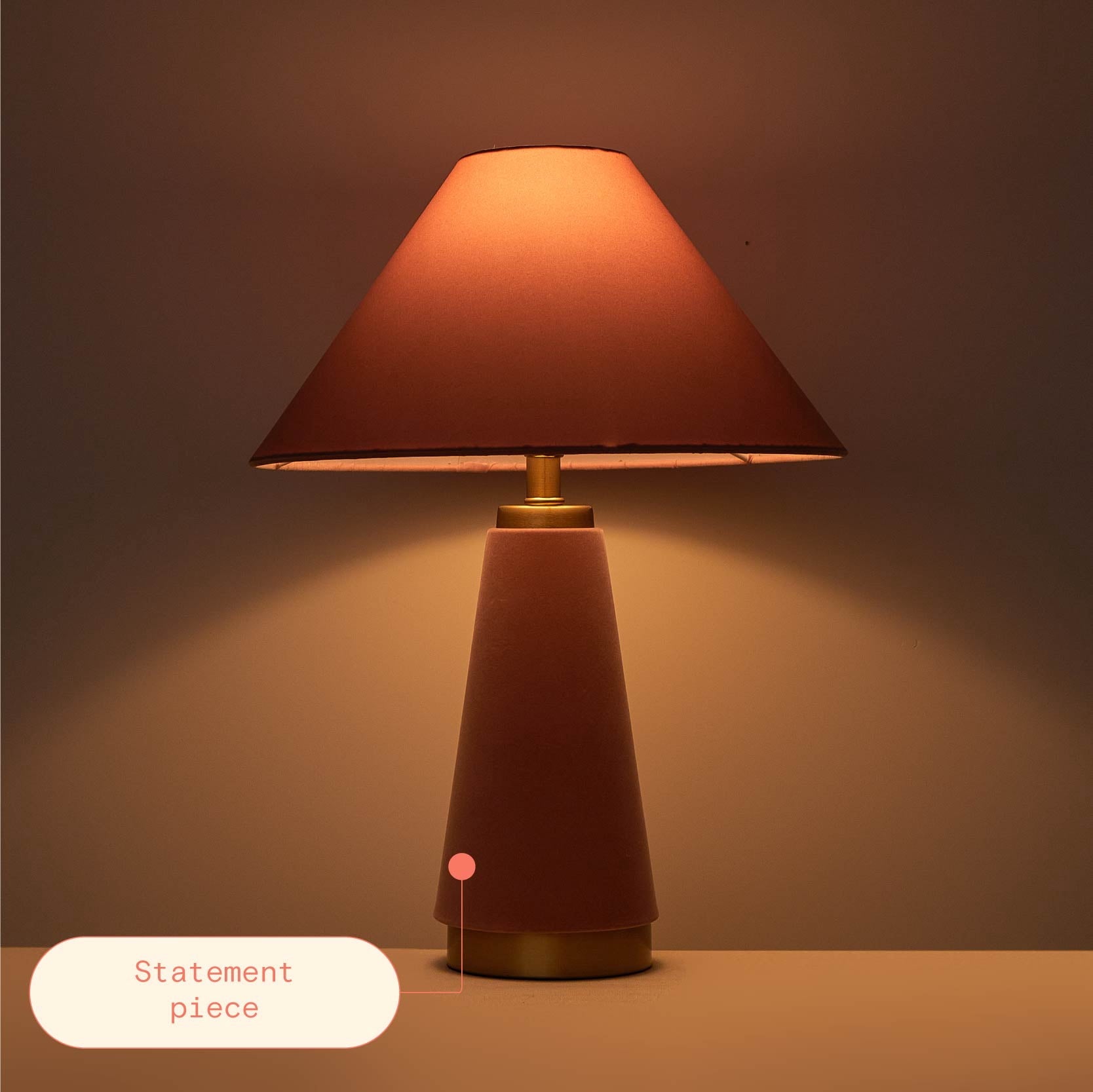 Rose Pink Velvet Table Lamp 19" H - Modern Table Lamp