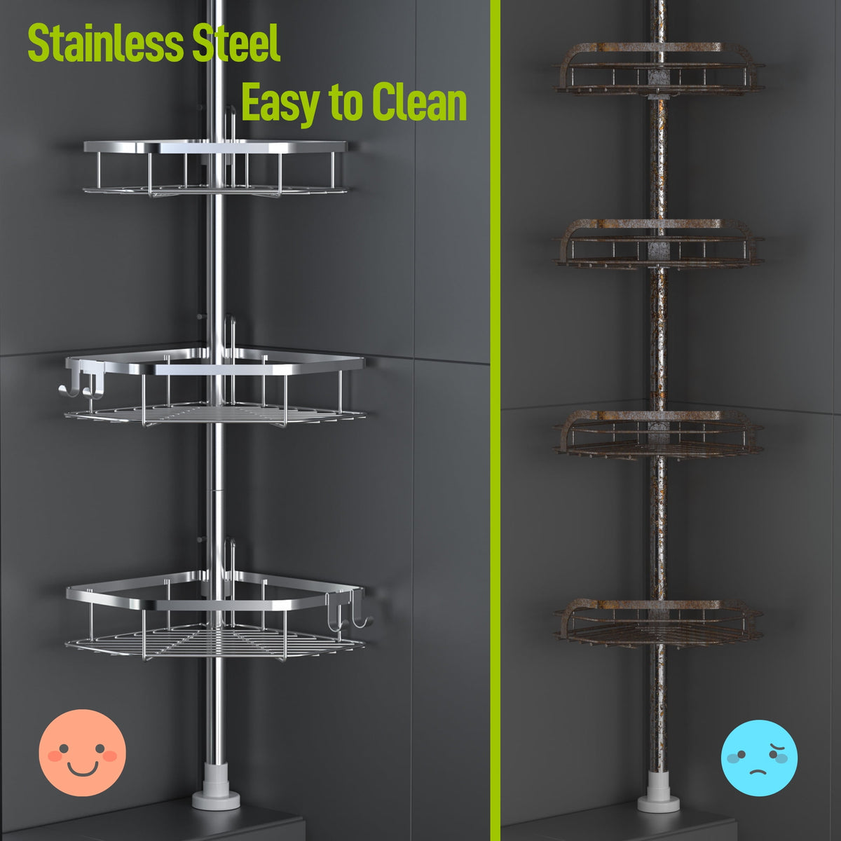 LazySpin 4-Tier Corner Shower Caddy - Dorm Room Essentials