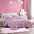 Betsey Johnson Floral Vineyard Pink - Microfiber Quilt Set