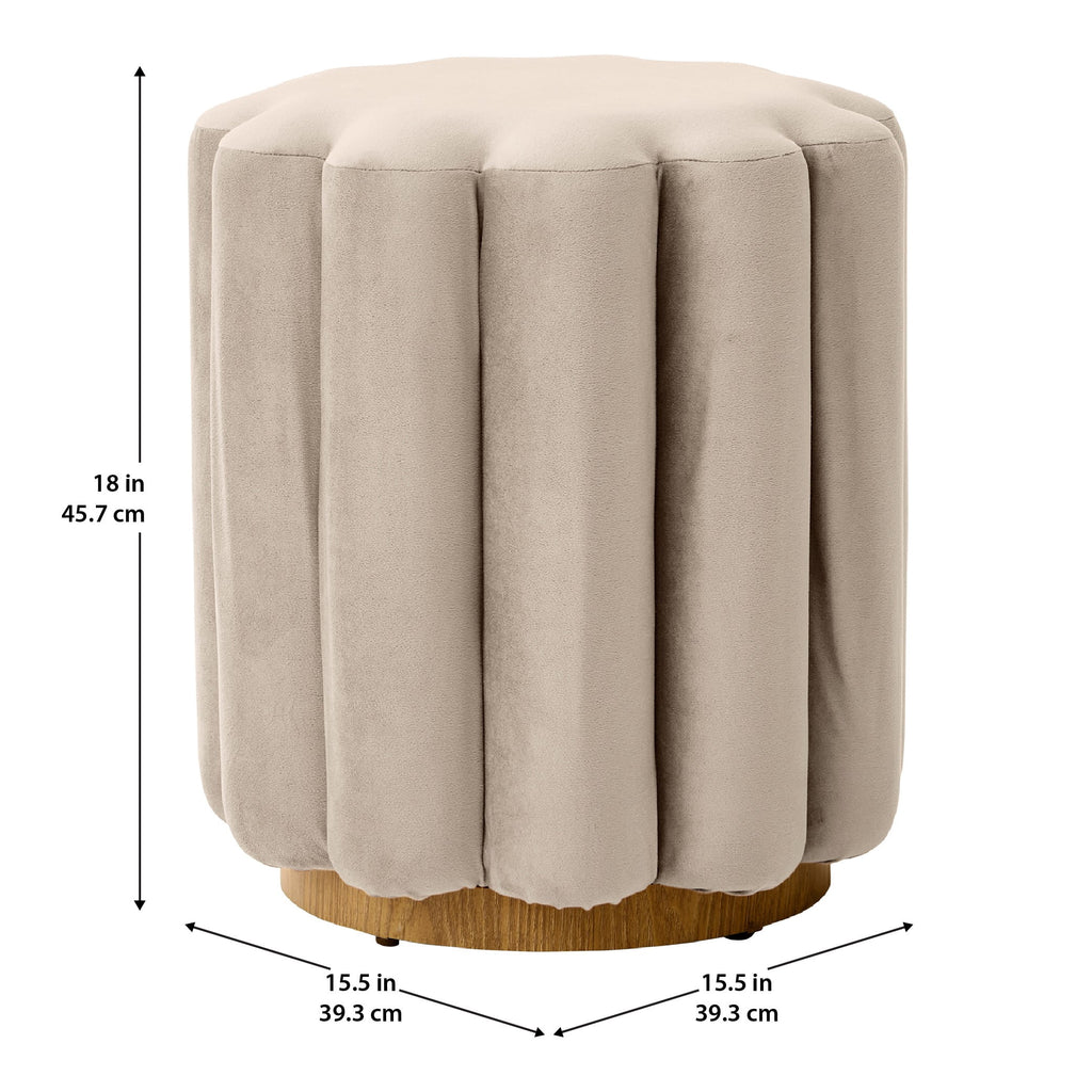 Lillian Velvet Tufted Ottoman, Beige - Dorm Room Essentials