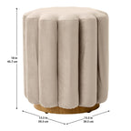 Lillian Velvet Tufted Ottoman, Beige - Dorm Room Essentials