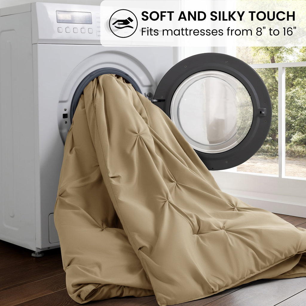 Queen Comforter Set, 7 Pieces Beige - Comforter Set