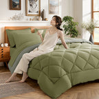 Sonoro Kate Queen Comforter Set Sage - Waterproof Mattress Protector