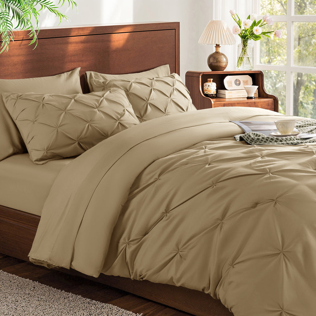 Queen Comforter Set, 7 Pieces Beige - Comforter Set