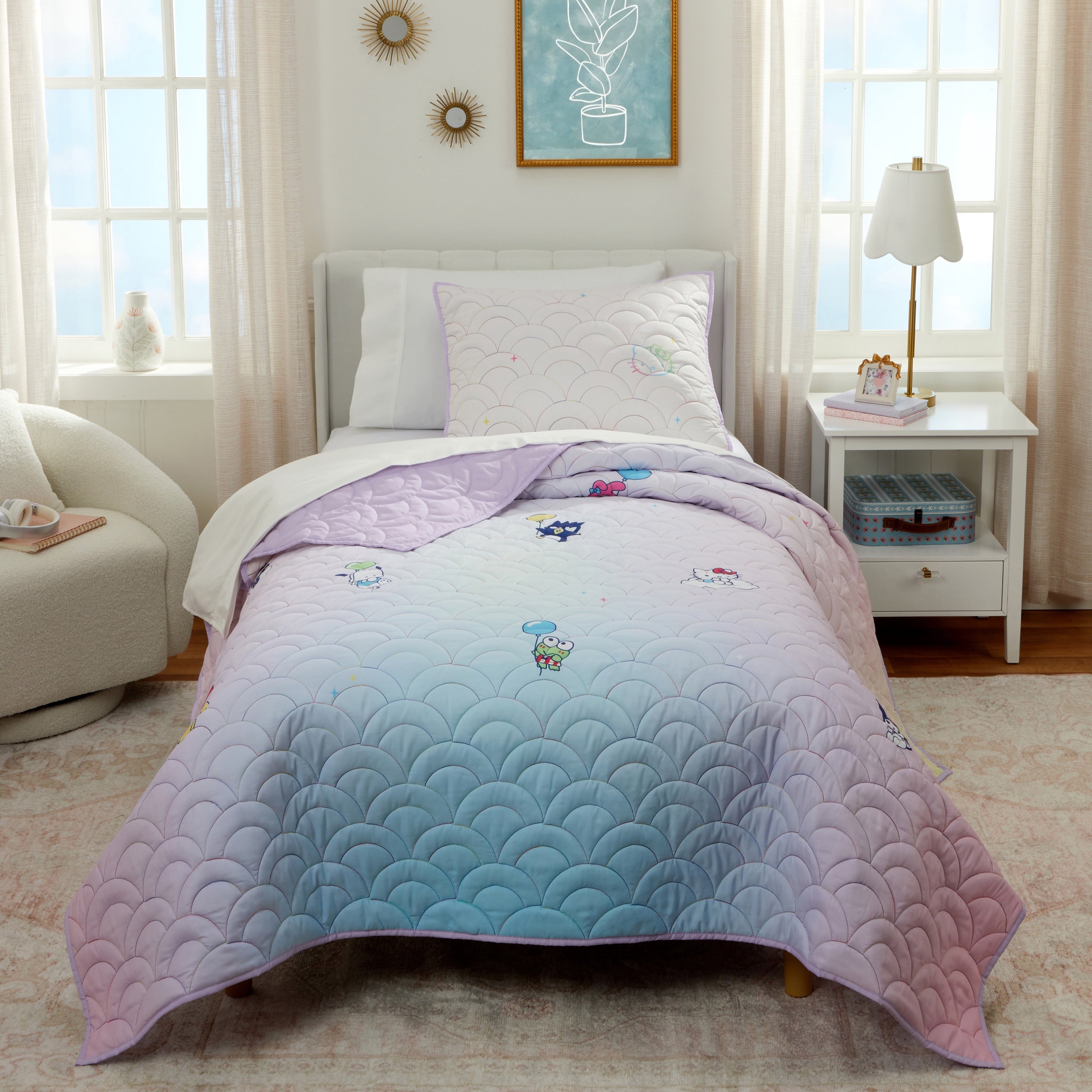 Hello Kitty and Friends Rainbow Ombre 2 - Microfiber Quilt Set