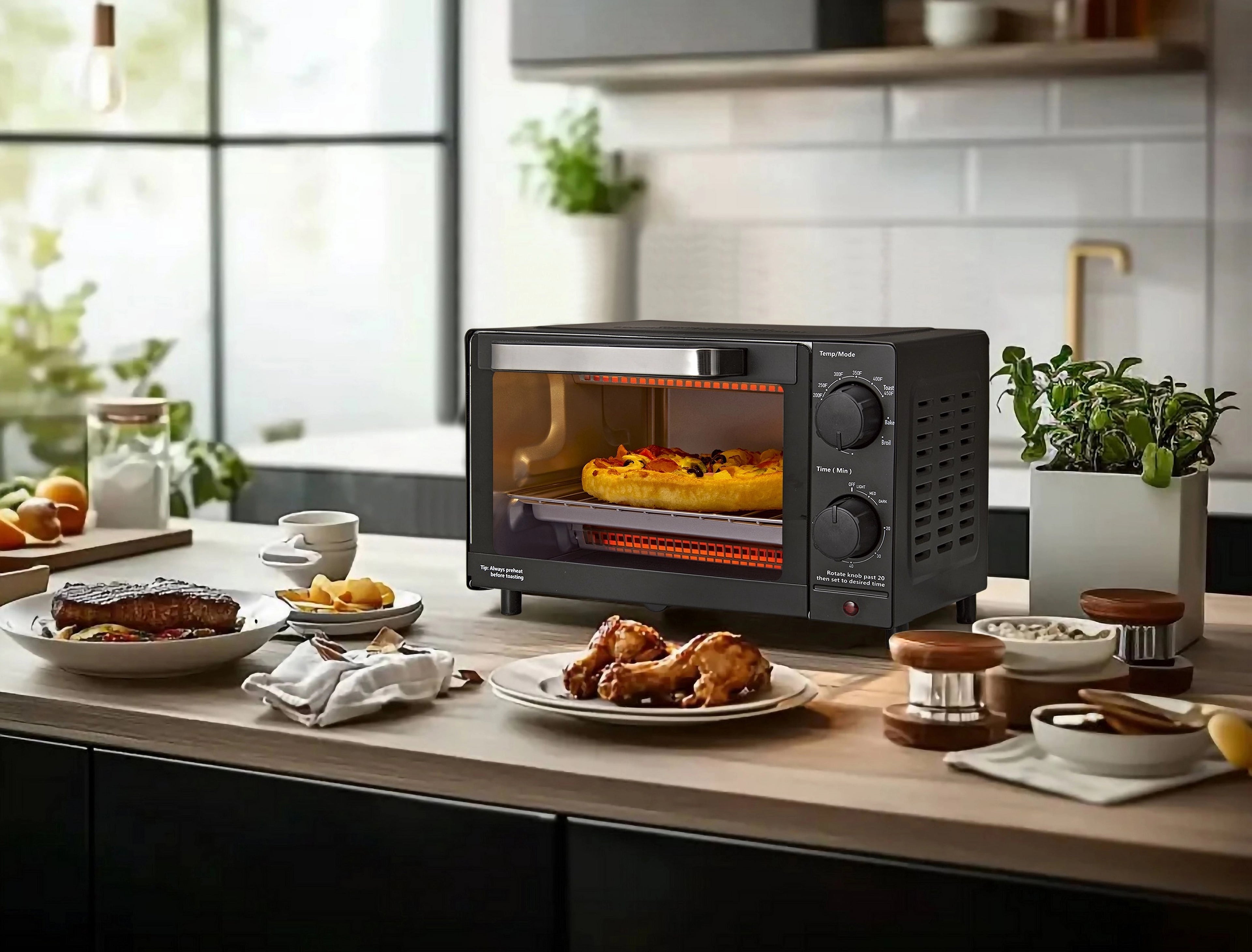 4 Slice Countertop Toaster Oven with 3 - Dorm Room Essentials