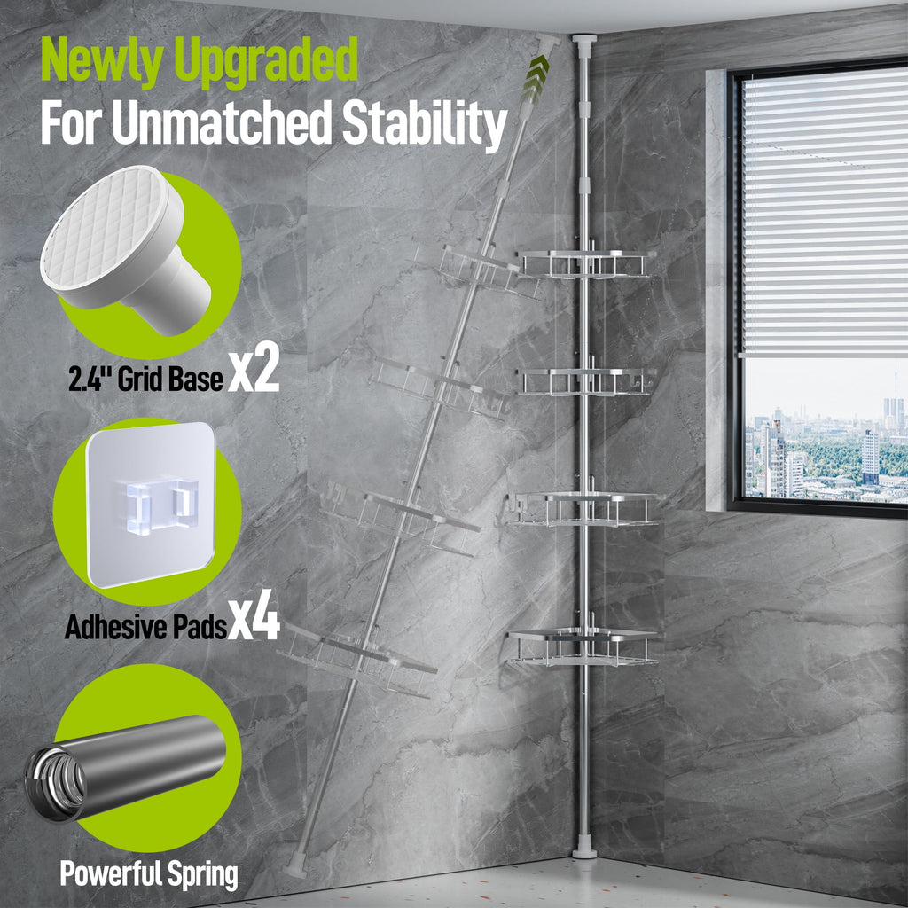 LazySpin 4-Tier Corner Shower Caddy - Dorm Room Essentials