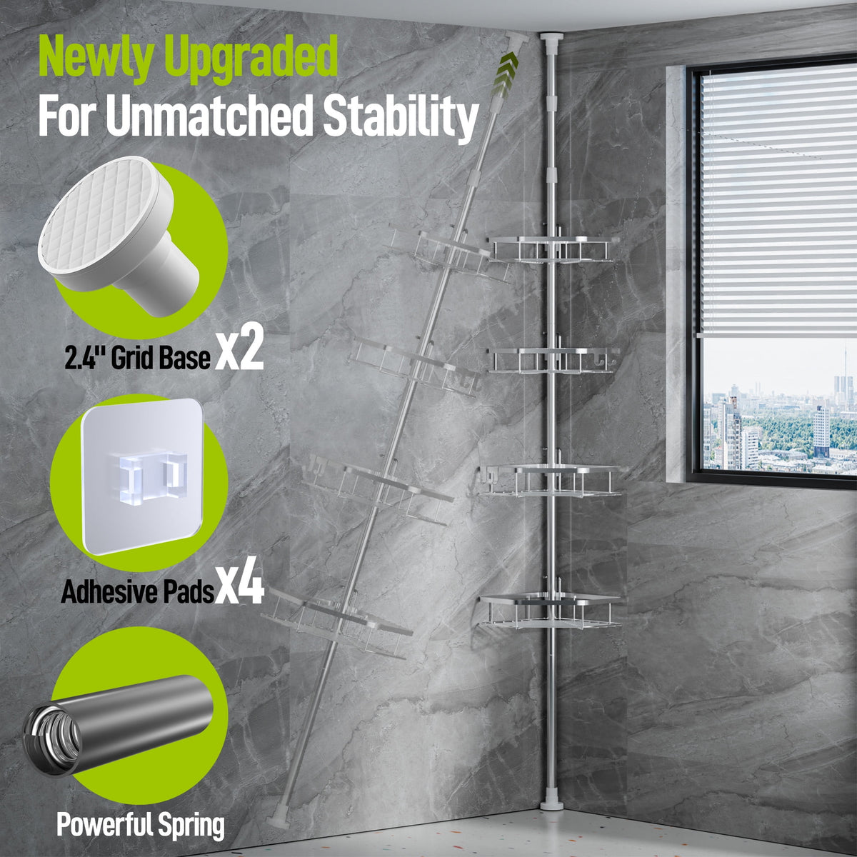 LazySpin 4-Tier Corner Shower Caddy - Dorm Room Essentials