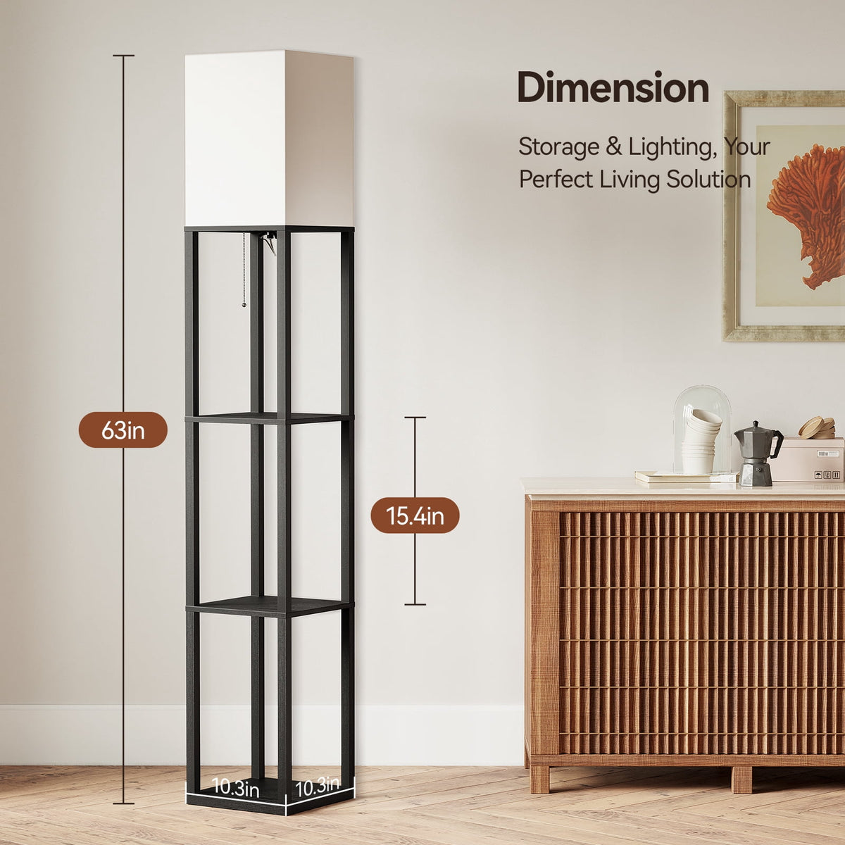 SUNMORY 63'' Floor Lamps with Shelves, - Modern Table Lamp