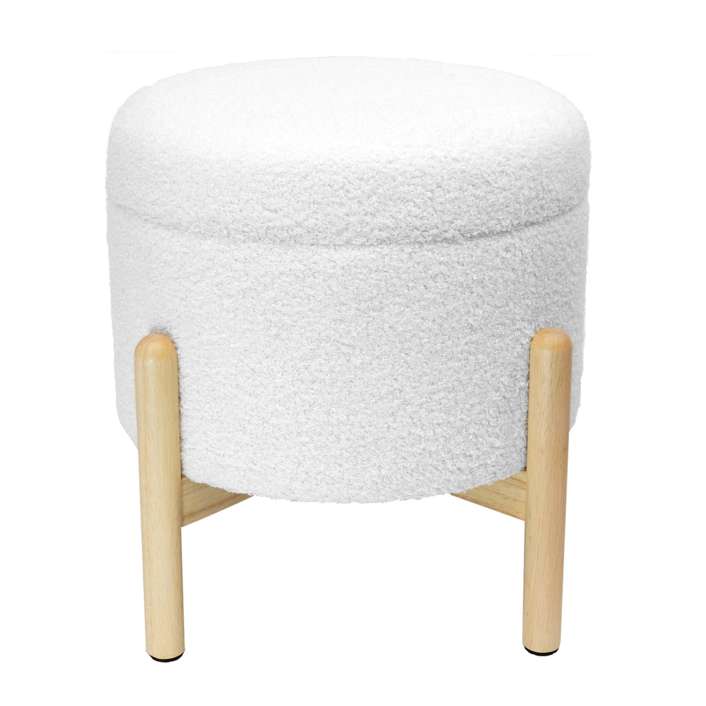 Modern Dowel Ottoman, Cream Boucle - Dorm Room Essentials