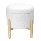 Modern Dowel Ottoman, Cream Boucle - Dorm Room Essentials