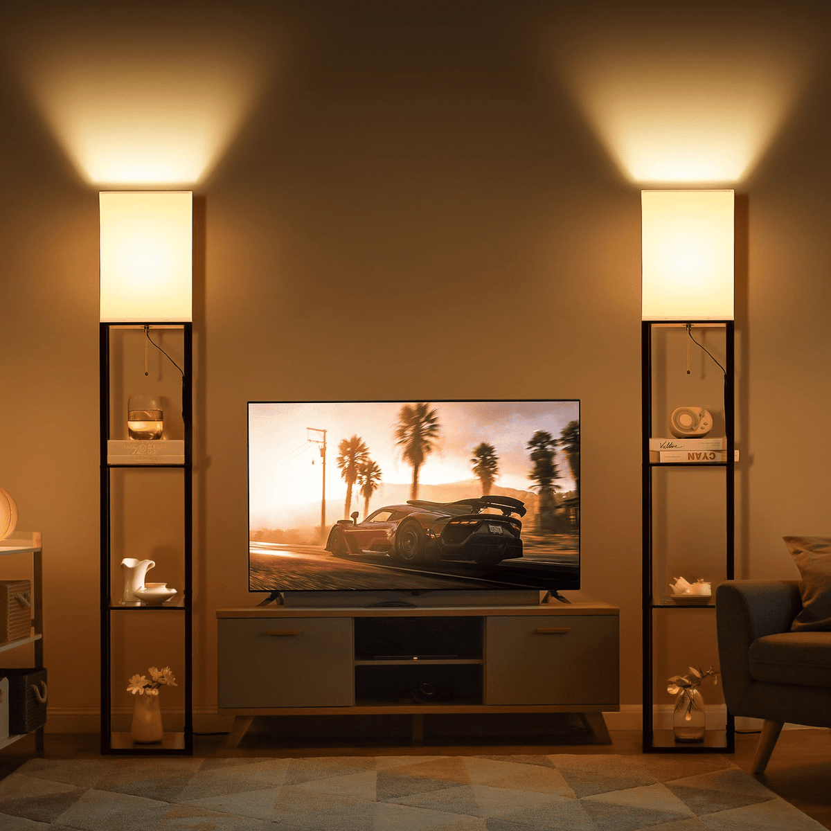 SUNMORY 63'' Floor Lamps with Shelves, - Modern Table Lamp