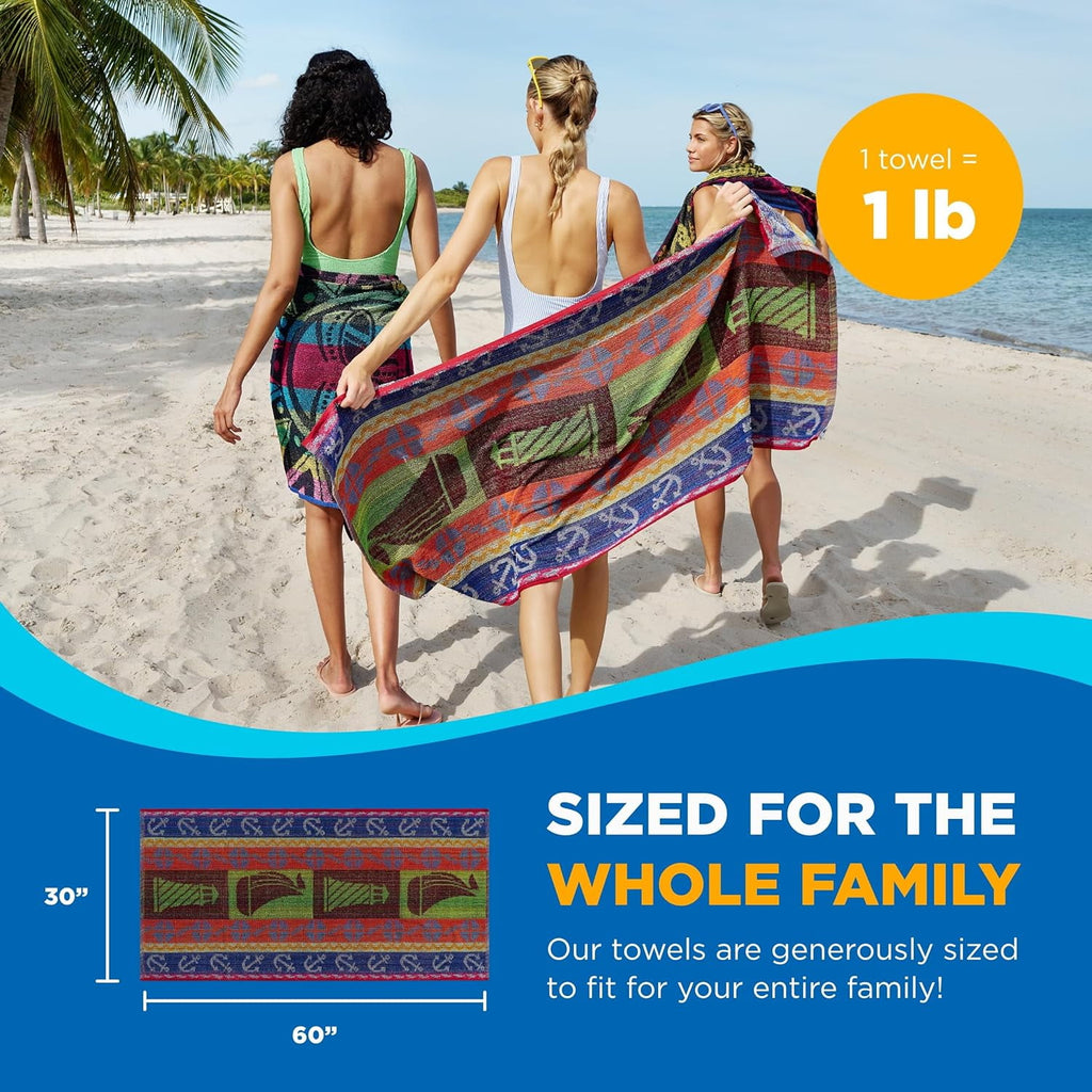 Kaufman - 6 Pack Terry Beach & Pool - Cotton Bath Towel Set