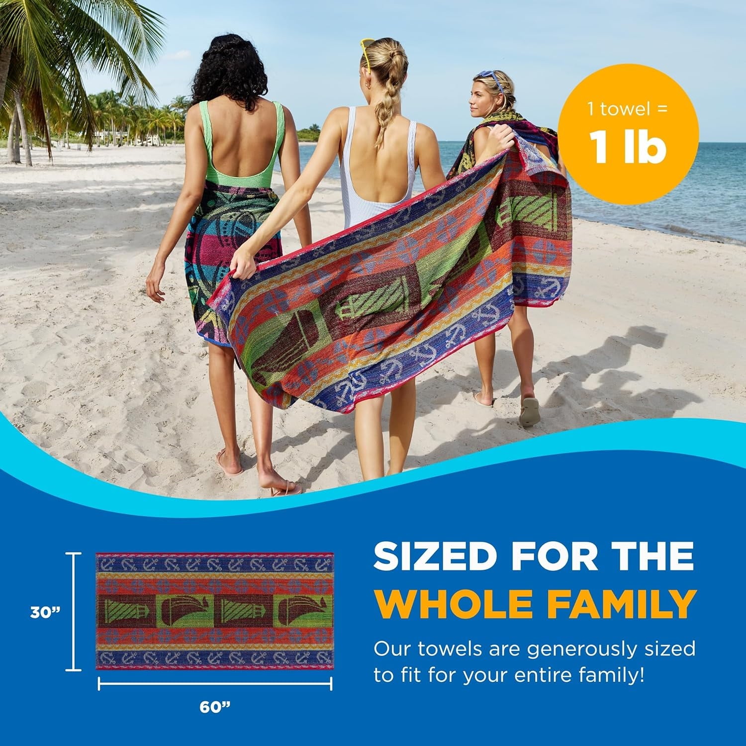 Kaufman - 6 Pack Terry Beach & Pool - Cotton Bath Towel Set