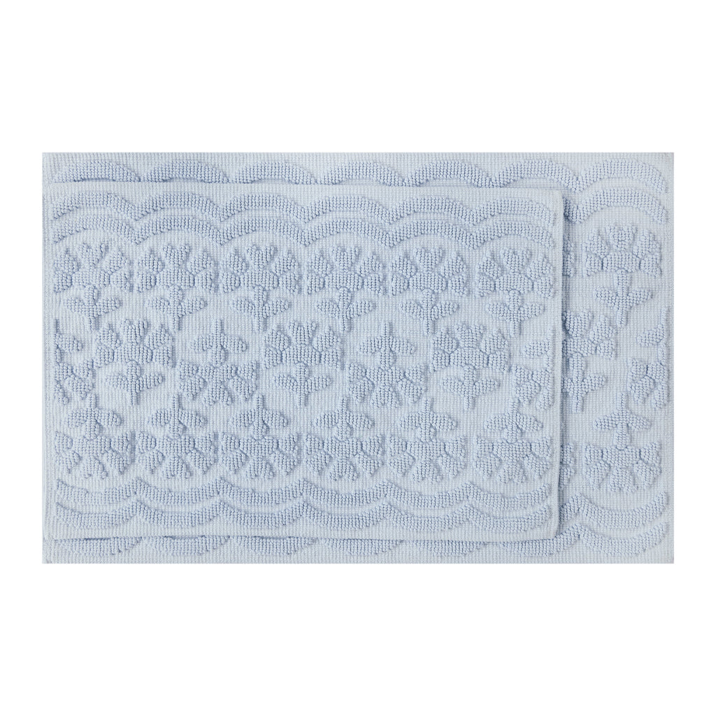 Floral Block Scallop 2 Piece Bath Rug - Washable Area Rug