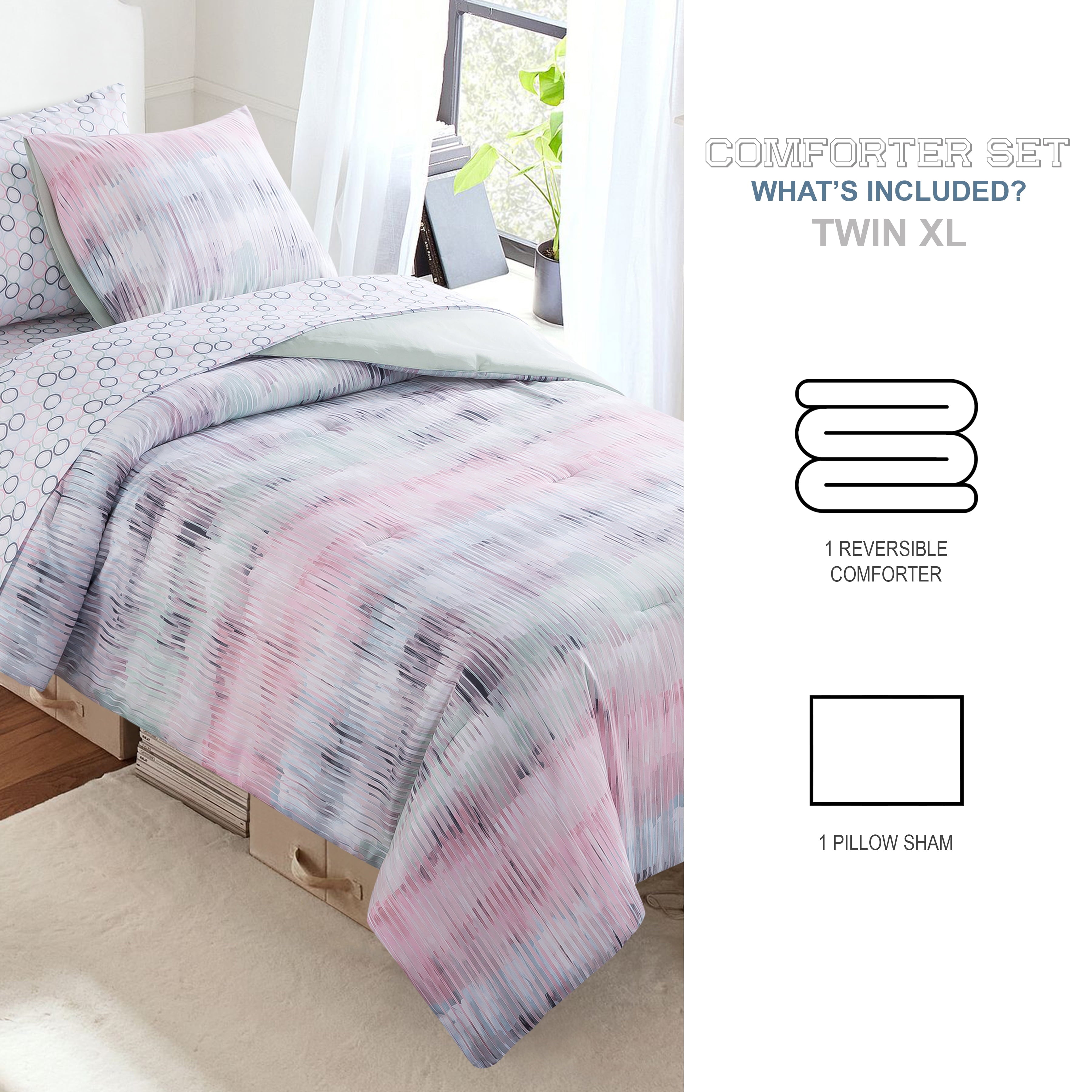2-Piece Reversible Comforter Set, - Comforter Set