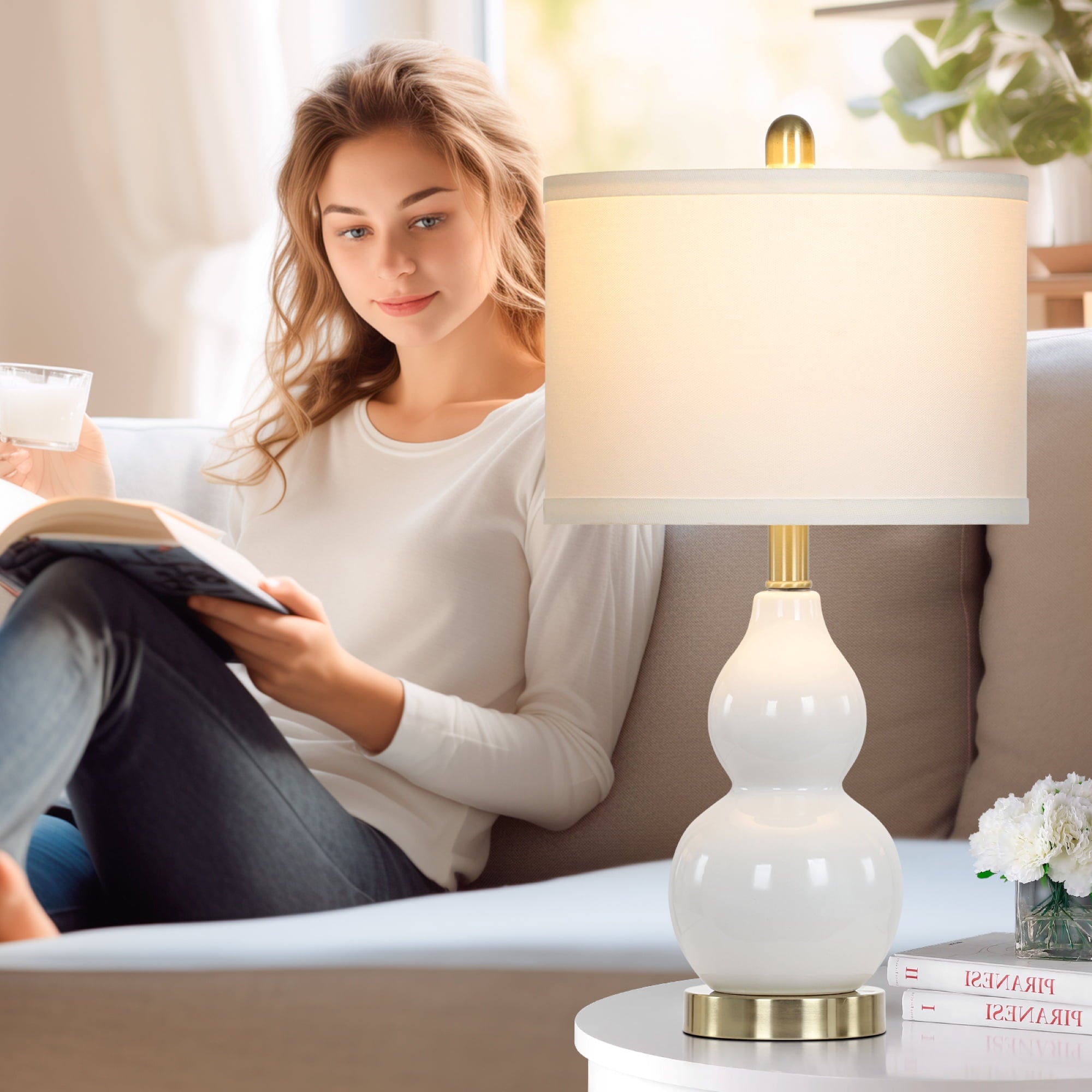 Cinkeda Double Gourd Ceramic Table - Modern Table Lamp