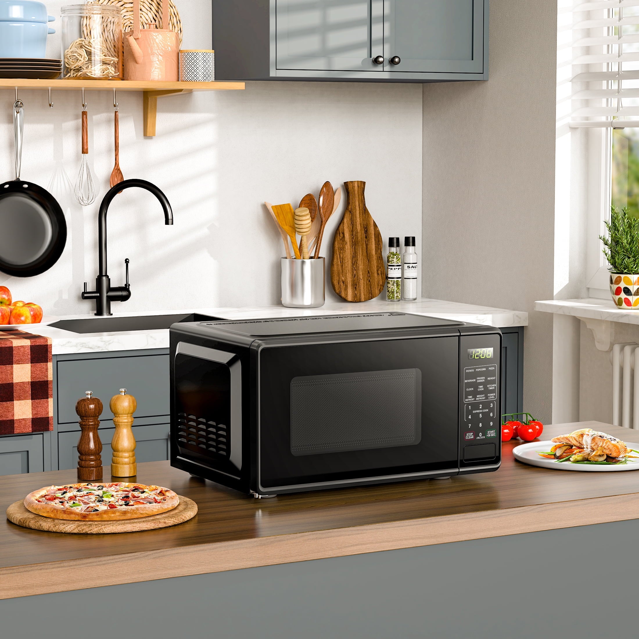 0.7 Cu ft Countertop Microwave Oven, - Dorm Room Essentials