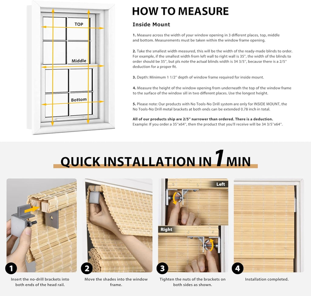 LazBlinds No Tools No Drill Cordless - Dorm Room Essentials