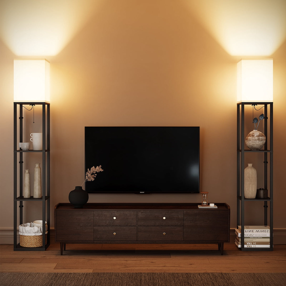 SUNMORY 63'' Floor Lamps with Shelves, - Modern Table Lamp