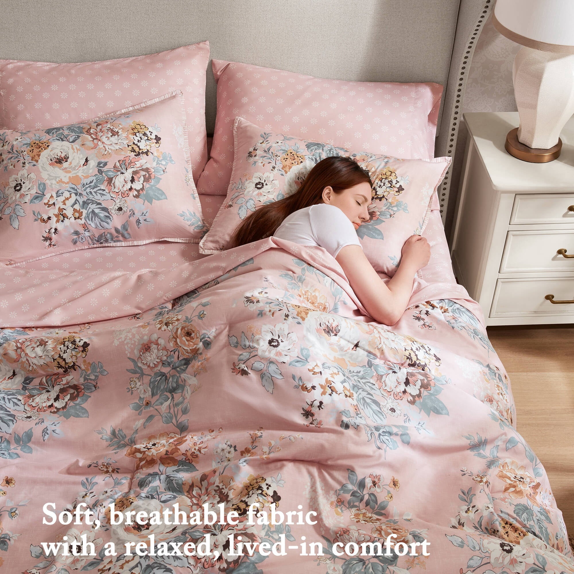 Queen Size Comforter Sets, Pink Vintage - Comforter Set