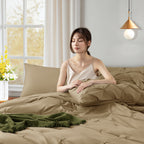 Queen Comforter Set, 7 Pieces Beige - Comforter Set