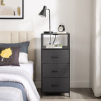 3 Drawer Fabric Nightstand with USB, - Dorm Room Essentials
