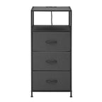 3 Drawer Fabric Nightstand with USB, - Dorm Room Essentials