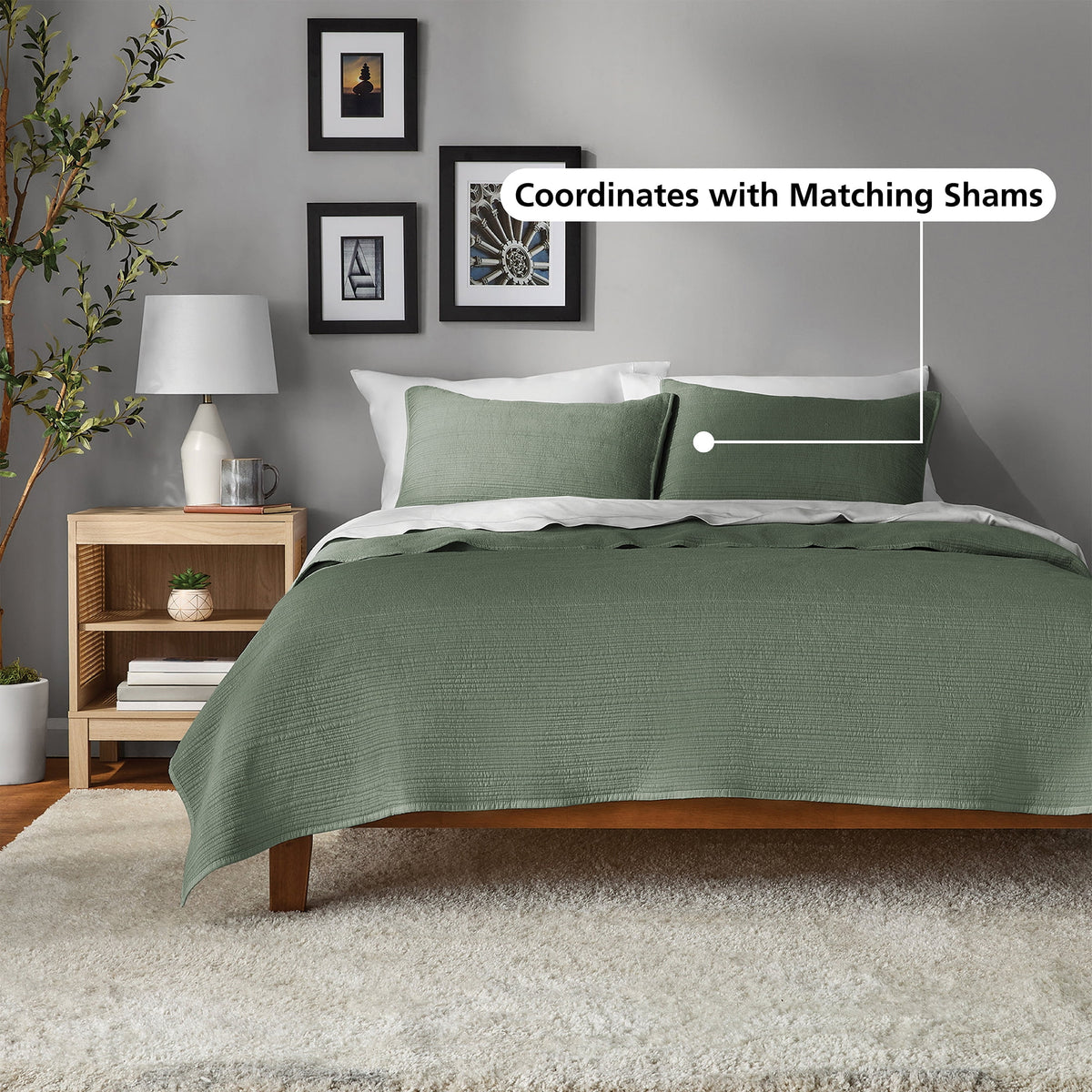 Garment Washed Stripe Quilt - Microfiber Quilt Set