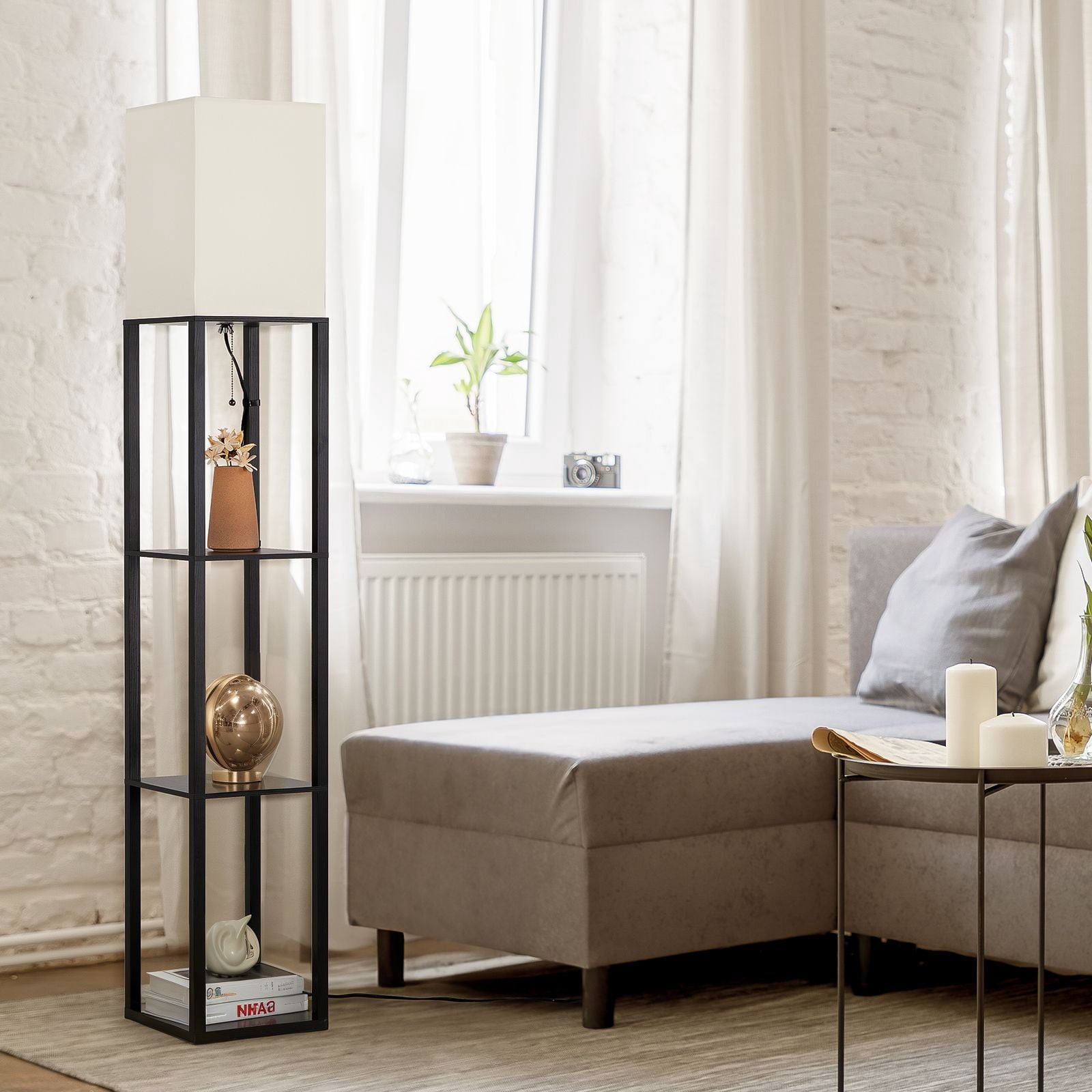 SUNMORY 63'' Floor Lamps with Shelves, - Modern Table Lamp