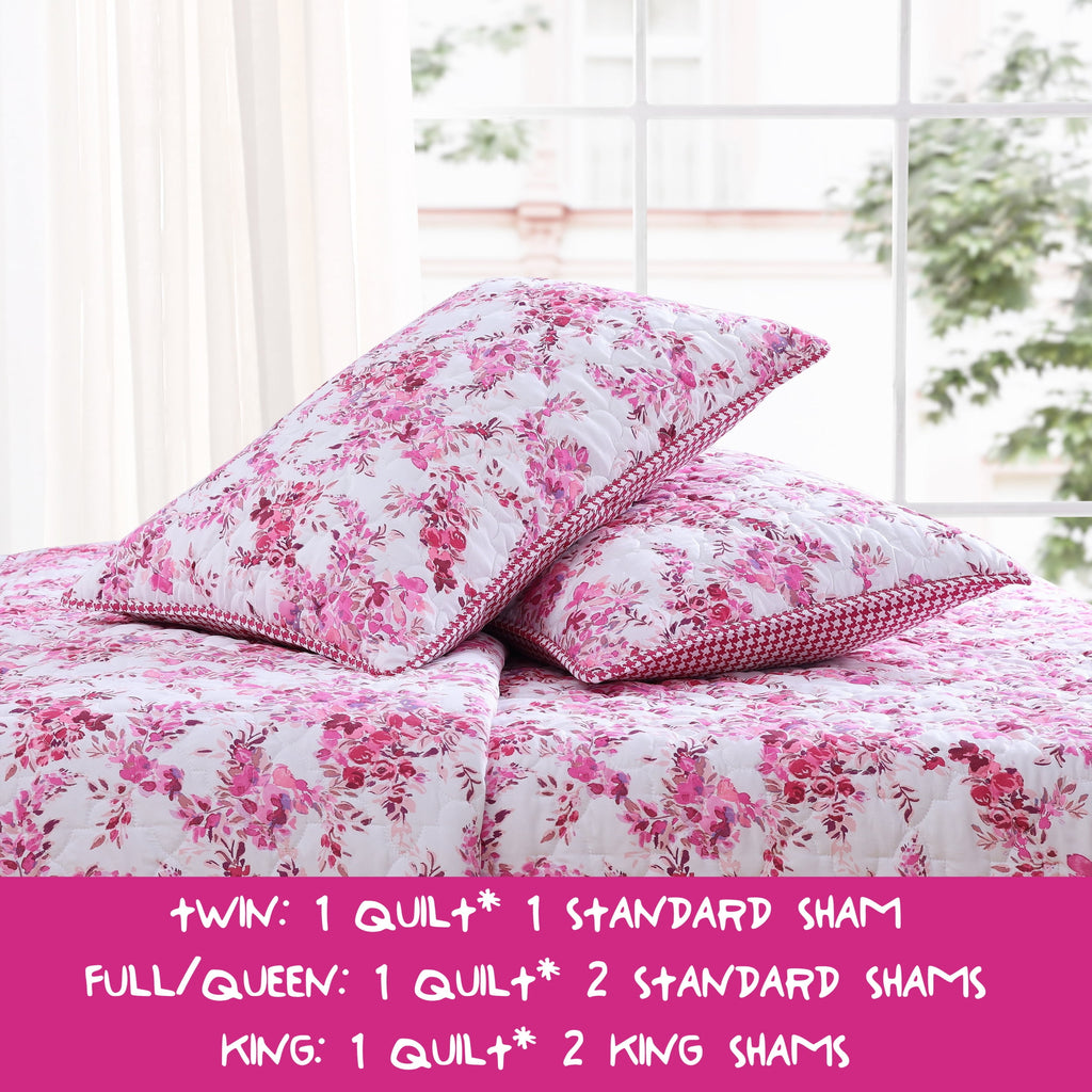 Betsey Johnson Floral Vineyard Pink - Microfiber Quilt Set