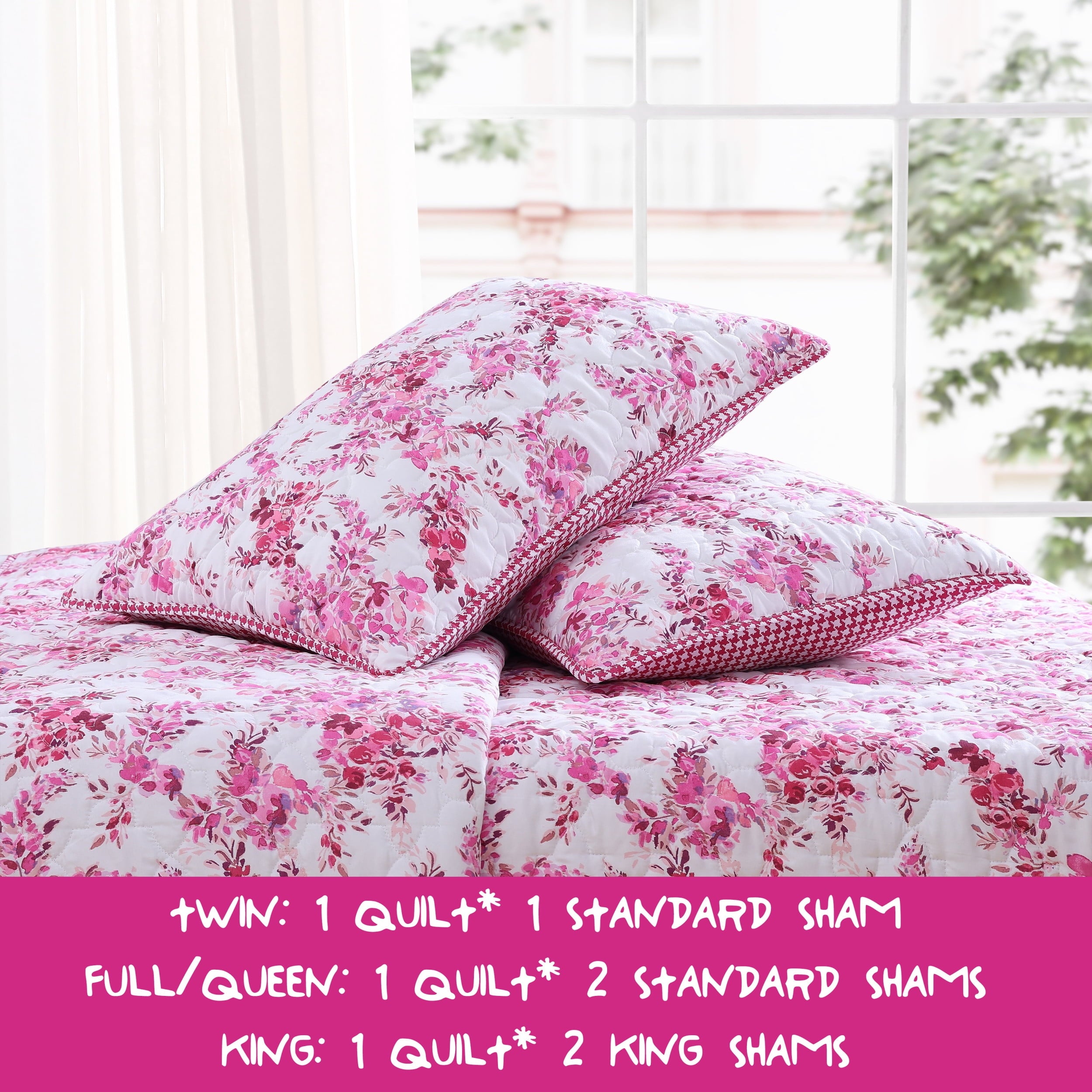 Betsey Johnson Floral Vineyard Pink - Microfiber Quilt Set