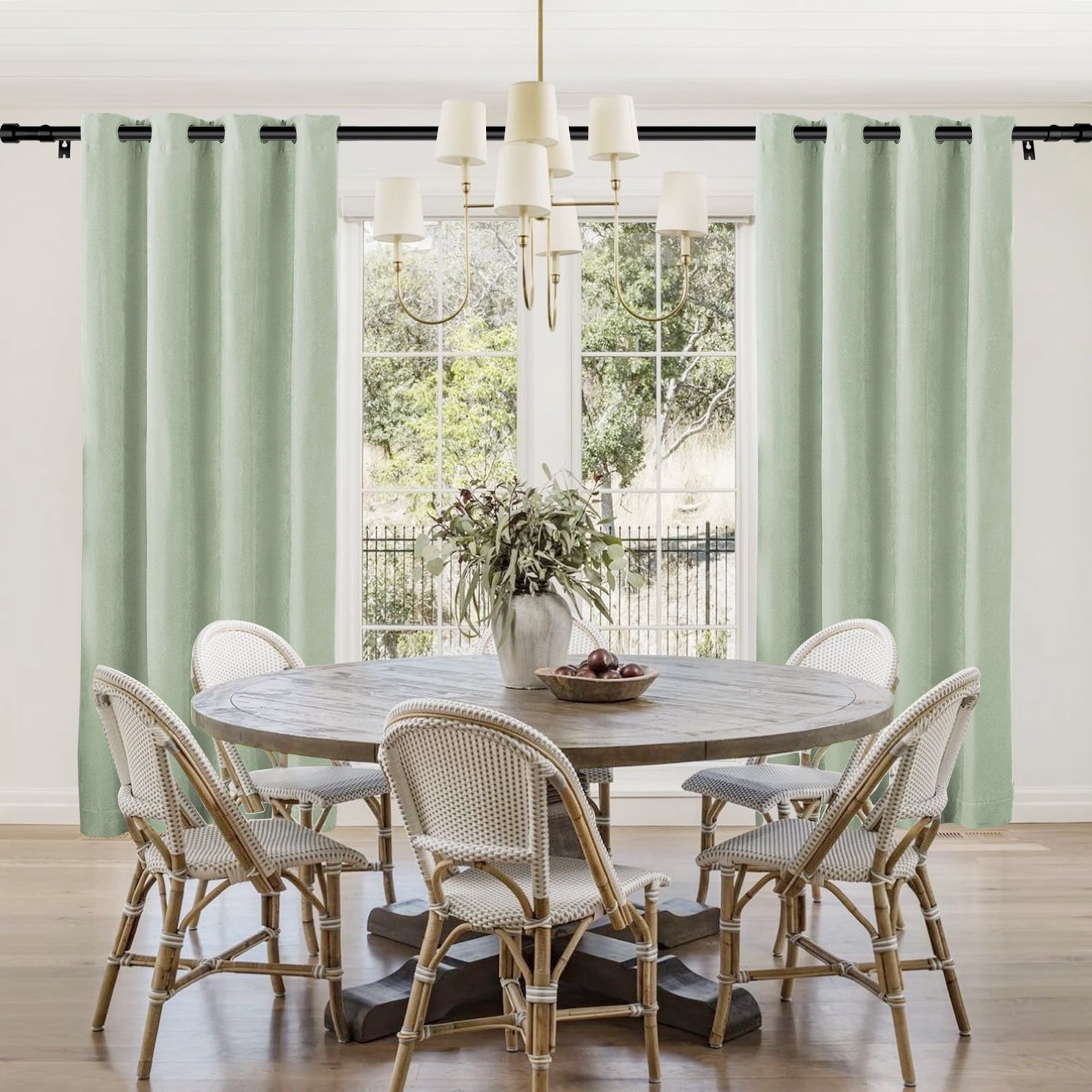 MaKefeile Classic 48 Inch Black Curtain - Adjustable Curtain Rod