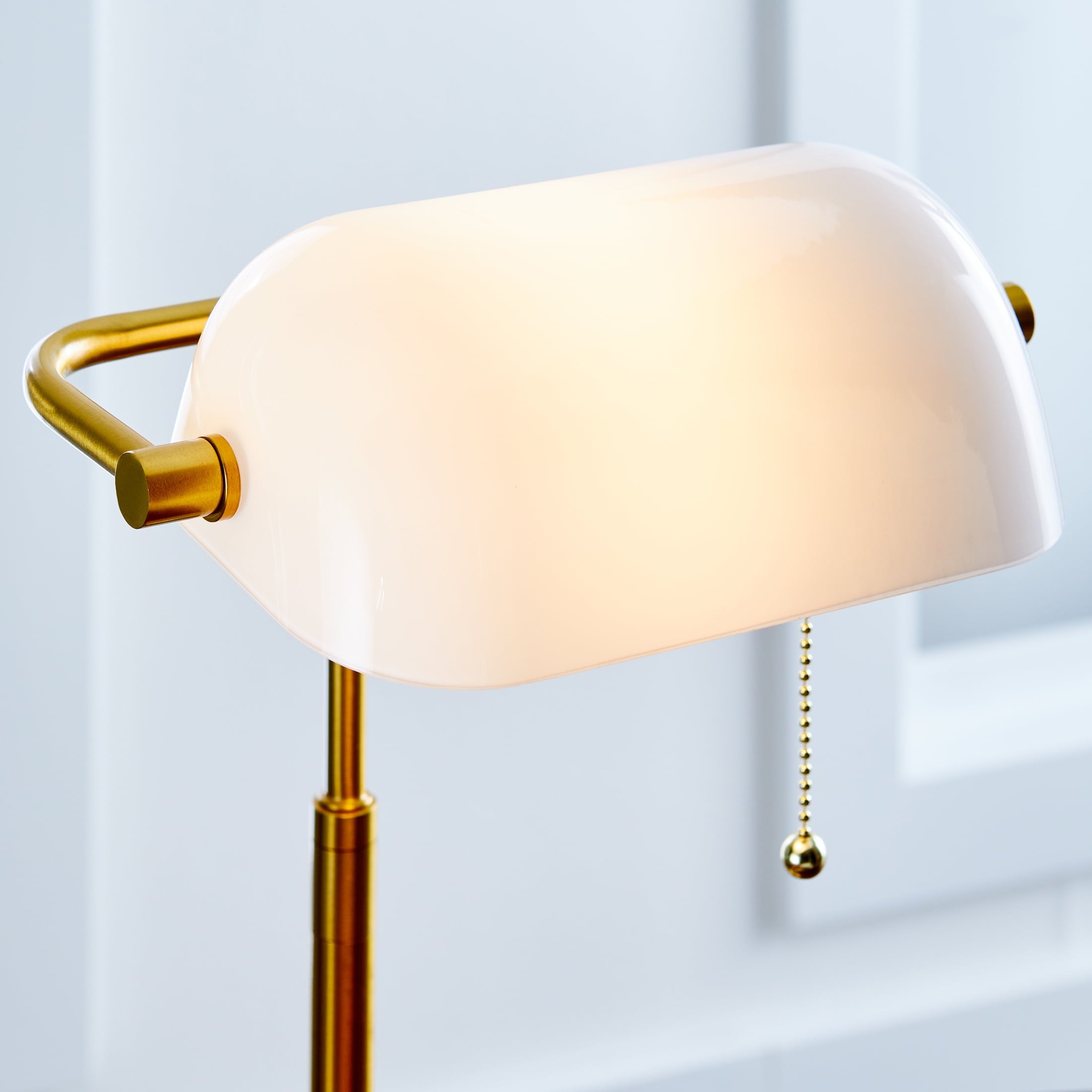 19" Gold/White Modern Glass Banker Desk - Modern Table Lamp