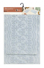Floral Block Scallop 2 Piece Bath Rug - Washable Area Rug
