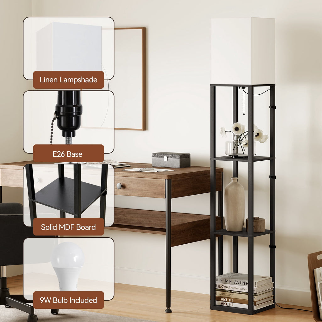 SUNMORY 63'' Floor Lamps with Shelves, - Modern Table Lamp