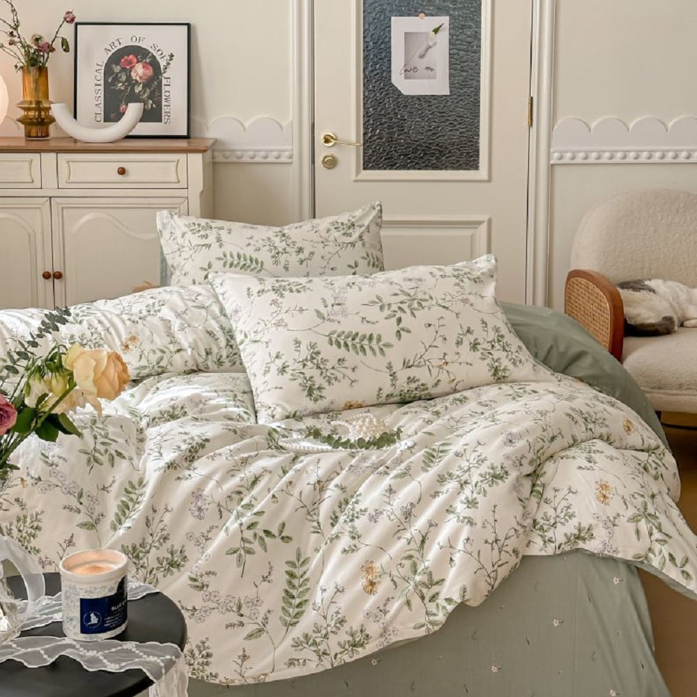 Floral Duvet Cover Queen Size 100% - Comforter Set