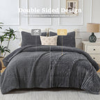 3 Piece Fleece Queen Comforter Set - - Comforter Set