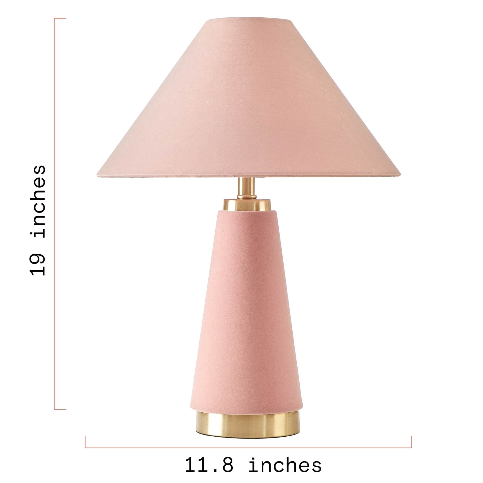 Rose Pink Velvet Table Lamp 19" H - Modern Table Lamp