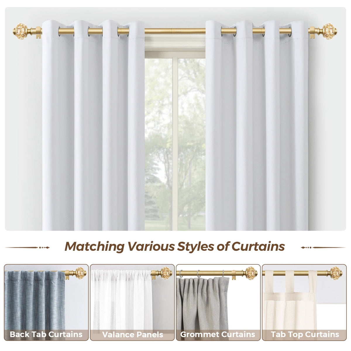 KAMANINA 7/8" Adjustable Single Curtain - Adjustable Curtain Rod