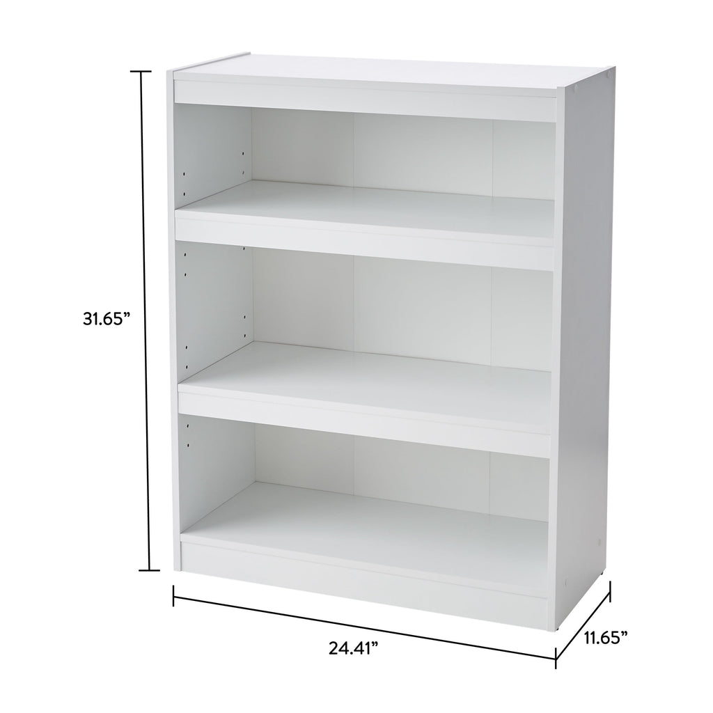 Framed 3-Shelf Bookcase with Adjustable - Bookcase Shelf