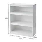 Framed 3-Shelf Bookcase with Adjustable - Bookcase Shelf