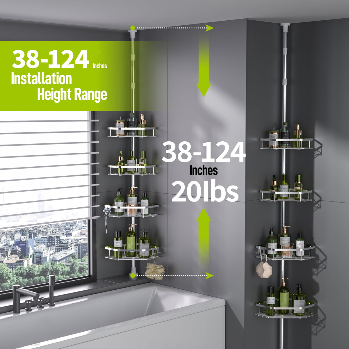 LazySpin 4-Tier Corner Shower Caddy - Dorm Room Essentials