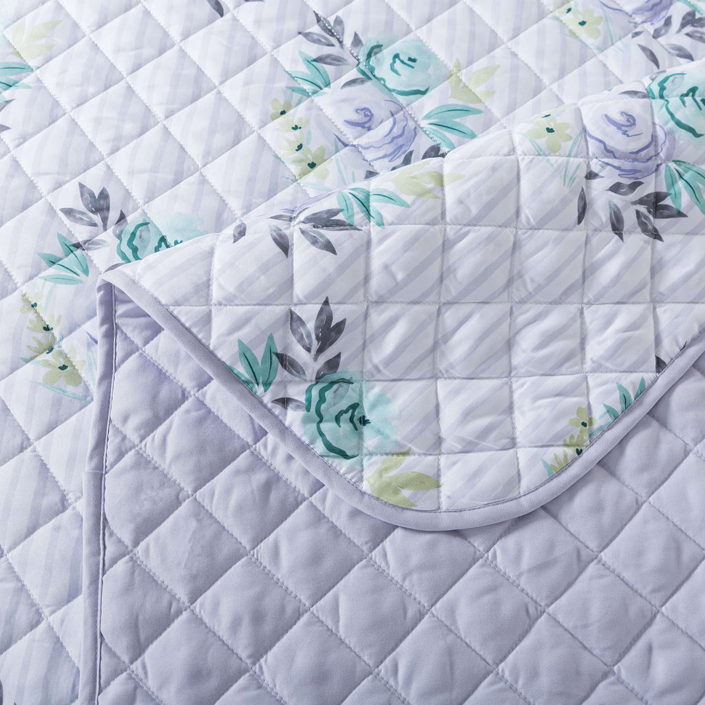 2-Piece Reversible Quilt Set, Flora, - Microfiber Quilt Set