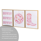 3 Pc Set Pink Western Theme Wall Art, - Dorm Room Essentials