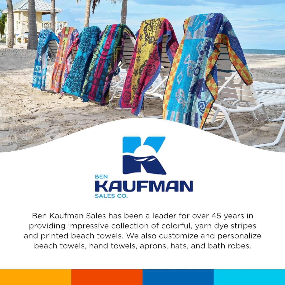 Kaufman - 6 Pack Terry Beach & Pool - Cotton Bath Towel Set