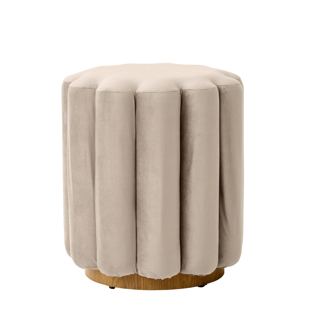 Lillian Velvet Tufted Ottoman, Beige - Dorm Room Essentials